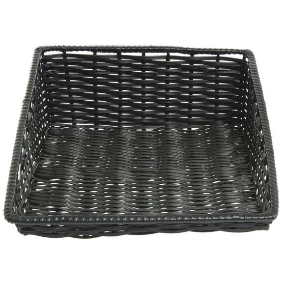 HUBERT Wicker Look Tapered Storage Basket, Rectangular Black - 15 1/2"L x 20"D x 1 1/2" to 6"H