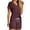 Wine, variant on Maean Outfits for Women 2 Piece Sets V Neck Short Sleeve Pullover Tops and Drawstring Waist Shorts Casual Suits