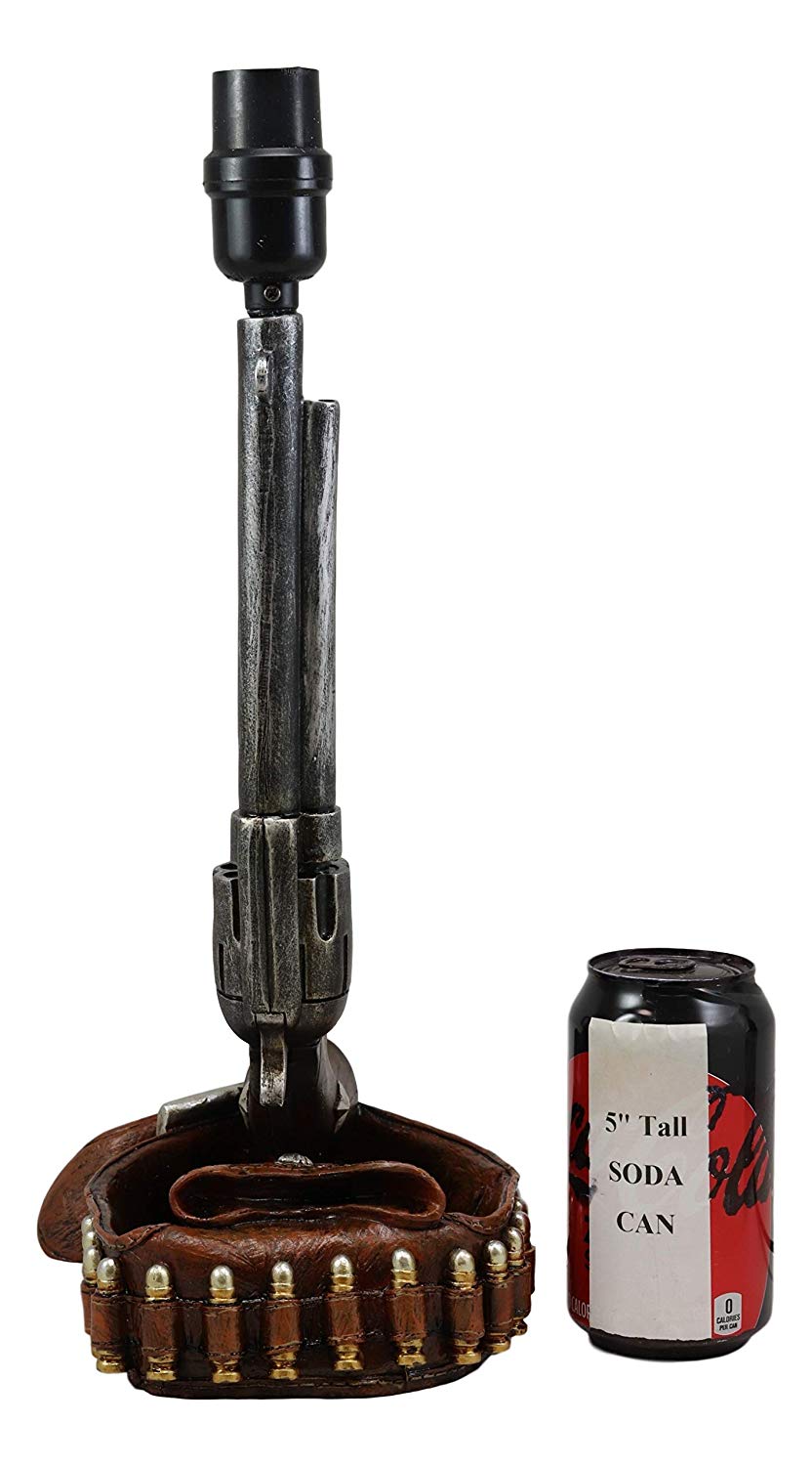 Six Shooter Revolver Gun with Holster /& Ammo Belt Base Bedside Table Lamp