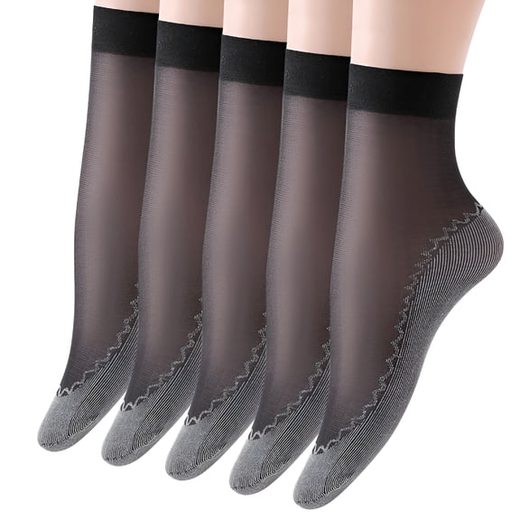 OQRKI Low Socks for Women Women'S 5 Pairs Silky Thin Nylon Short Ankle Socks Ankle Socks for Women (Black,One Size)