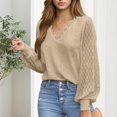 thumbnail image 2 of Womens Long Sleeve Eyelet Tops Dressy Casual Blouse Lace Trimmed V Neck Shirt 2024 Fall Outfit Clothes, 2 of 2
