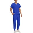 thumbnail image 5 of Scrubs for Men Set 2026 Spring Summer V-Neck Scrub Top & Jogger Scrub Pants Stretch Nursing Workwear Quick Dry Medical Uniform Suits with Multi Pocket for Doctors, Nurses Royal Blue L, 5 of 5