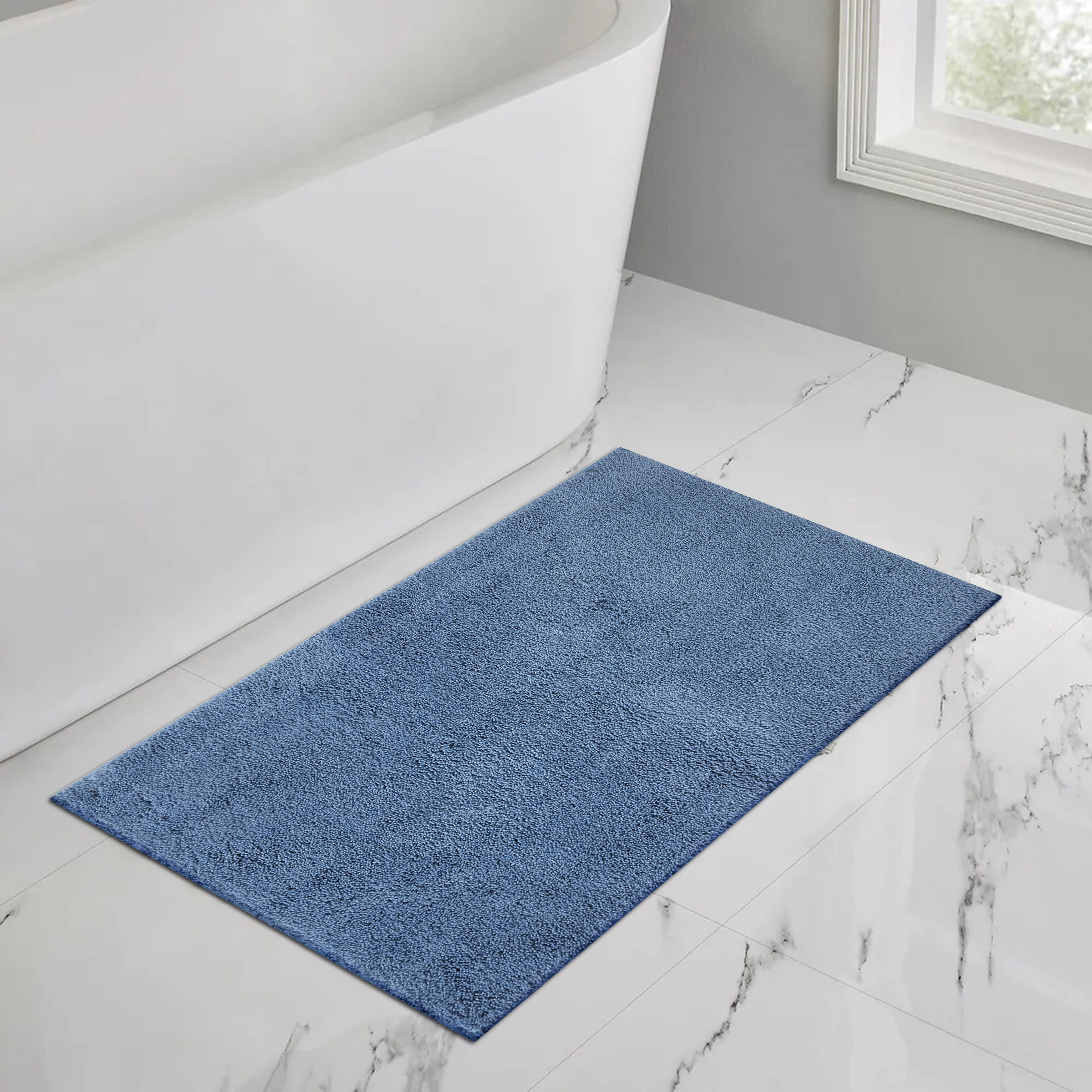 Mainstays Performance Recycled Polyester Bath Rug, Navy, 20" x 34"
