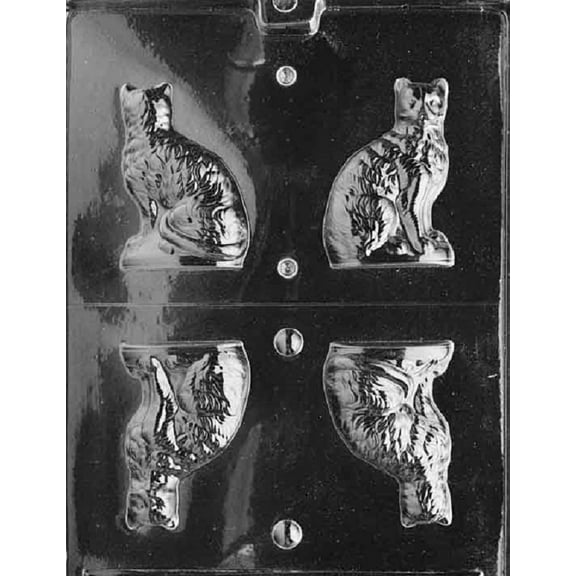 Grandmama's Goodies A037 3D Cat Chocolate Candy Soap Mold with Exclusive Molding Instructions