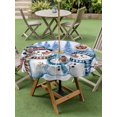 thumbnail image 3 of Outdoor Tablecloth with Umbrella Hole and Zipper, Christmas Snowman Round Table Cloth 60 Inch Waterproof Tablecloth, Xmas Winter Snowflakes Tree Forest Blue Picnic Table Cover for Patio Camping, 3 of 7