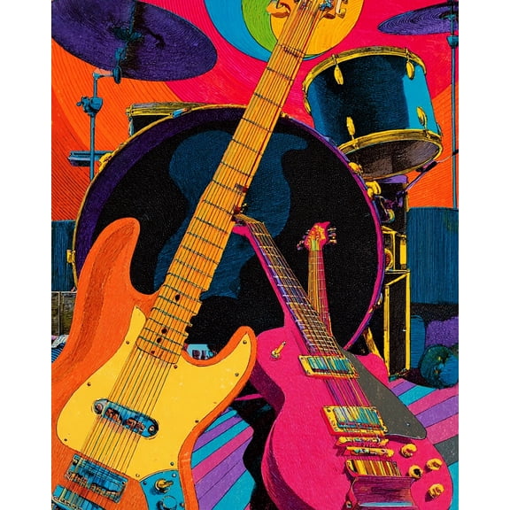 DIY Paint by Numbers Kit for Adults - Guitar (2) on Canvas 40x50 cm with Brush and Acrylic Paints Home Decor