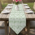 thumbnail image 6 of Green Stripes Table Runner Linen Burlap Table Runner 70 Inches Long Farmhouse Modern Abstract Art Dresser Scarves for Kitchen Island Coffee Dining Room Party Wedding Banquet Holiday Decor 13"x70", 6 of 8
