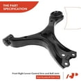 thumbnail image 3 of A-Premium Front Right Lower Control Arm, with Bushing, Compatible with Honda Civic 2013-2015, Acura ILX 2013-2015, Replace # 524-116 51350-TR0-A51, 3 of 9