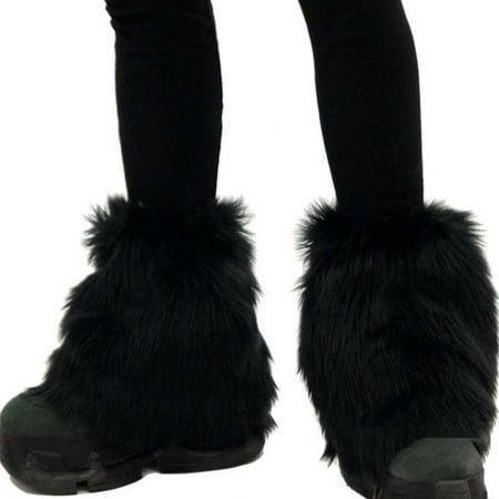 

GHOONEY Cute Lolita Faux Fur Cuffs Pile Pile Socks Women Winter Warm Thickened Leg Warmer Short Boots Cuff Furry Foot Cover
