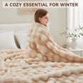 thumbnail image 4 of Faux Fur Throw Blanket, 1000GSM Fluffy Soft Bubble Blanket for Couch Bed, Cozy Plush Warm and Thick Blanket, Fuzzy Rabbit Lola Throw for Living Room Bedroom 50''*60'' Tie-dye Camel, 4 of 14