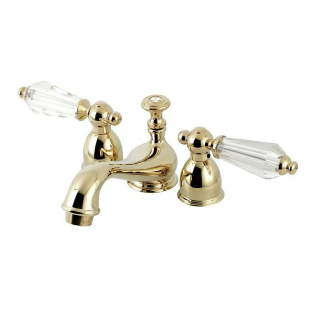 Kingston Brass KS3952WLL Mini Robinet de Lavabo à Large Diffusion avec Poignée en Cristal, Laiton Poli