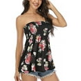 thumbnail image 4 of Hirigin Women Sexy Strapless Tube Tops Sleeveless Floral Print Pleated Tube Top Shirt Summer Smocked Tube Top Tanks, 4 of 6