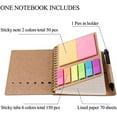 thumbnail image 4 of 2 Packs Spiral Notebook Steno Pads Lined Notepad with Pen in Holder, Sticky Notes, Page Marker Colored Index Tabs Flags, 4.73"x5.9" Kraft Paper Cover Small Pocket Notebooks (Black 2 Packs), 4 of 7