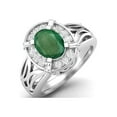 thumbnail image 2 of 8x6mm Oval Emerald 925 Sterling Silver Filigree Celtic Women Valentines Day Gifts Ring, 2 of 4