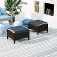 thumbnail image 2 of Outsunny 2 Pieces Wicker Outdoor Ottoman Footstool, Removable Cushion, Blue, 2 of 10