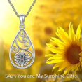 thumbnail image 2 of 925 Sterling Silver Sunflower Necklace Hummingbird Necklace Bee Necklace Filigree Teardrop Jewelry for Women Gifts Birthday, 2 of 10