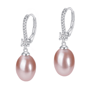 YAMI Purple Cultured Pearl Drop Earrings, 8-8.5mm