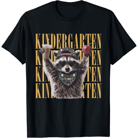 Funny Kindergarten Feral Raccoon Teacher Cute Back to School T-Shirt