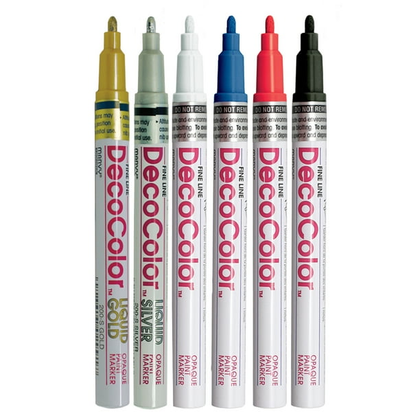 Uchida 6 Color Decocolor Glossy Oil Based Fine Line Opaque Paint Marker