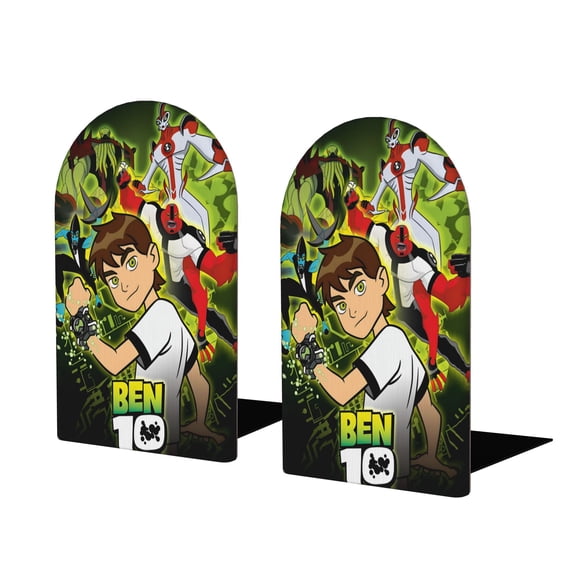 Ben 10 Sujetalibros decorativos temáticos, tope para estantería con base antideslizante, uso dual para hogar y oficina - 2 piezas
