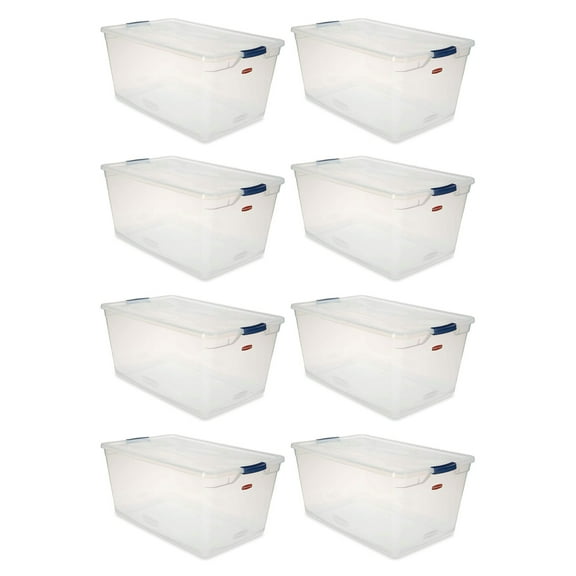 Rubbermaid Cleverstore 95 Quart Plastic Storage Container & Lid (8 Pack)