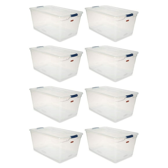 Rubbermaid Cleverstore 95 Quart Plastic Storage Container & Lid (8 Pack)