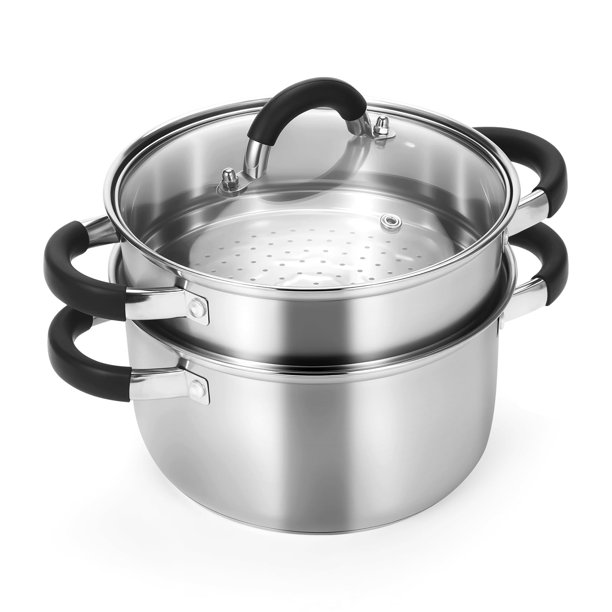 Olla vaporera Kirecoo de acero inoxidable de 3.2 qt con canastilla