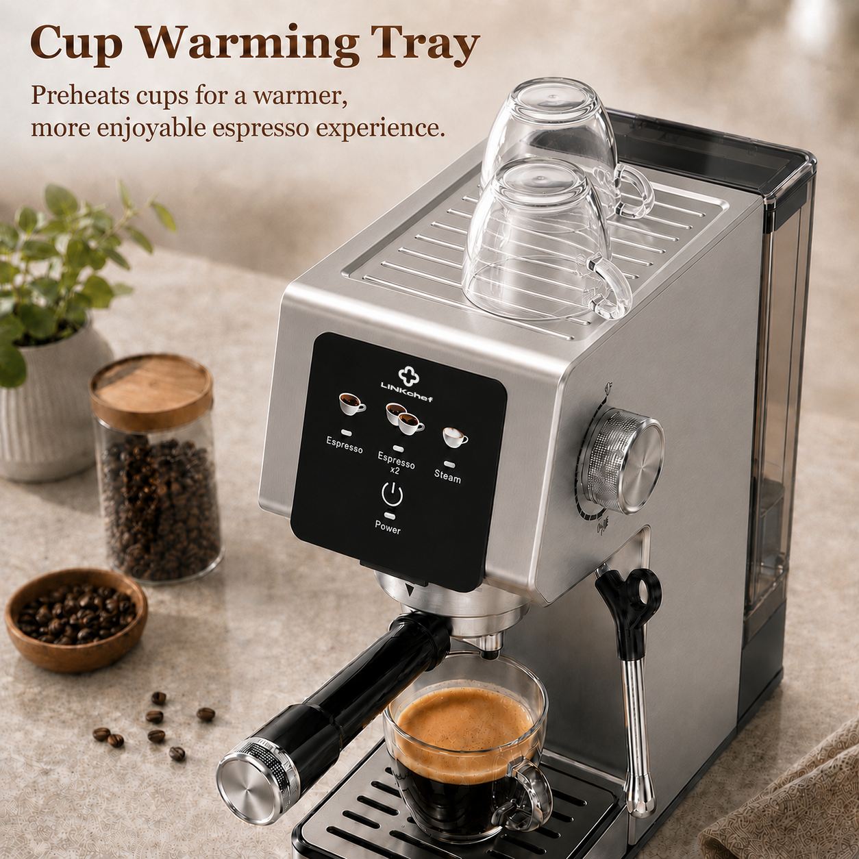 LINKChef 20-Bar Espresso Machine with Automatic Steam Wand photo 6