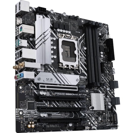ASUS Prime B660M-A AC D4 Intel B660 Micro-ATX Motherboard, LGA 1700, DDR4, PCIe 4.0, WiFi AC, Bluetooth 5.1, Dual M.2, 6 SATA, HDMI, DisplayPort, USB 3.2, Aura Sync RGB