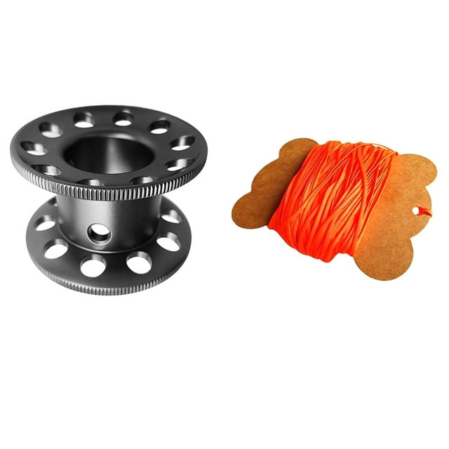 Almencla Scuba Diving Finger Spool & 50m Strength Dive Reel Line High Visibility Orange Gray + Fluo Orange