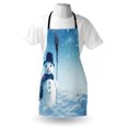 thumbnail image 3 of Snowman Apron Snow Covered Wintry Landscape with Cute Happy Snowman Cold Outdoors, Unisex Kitchen Bib Apron with Adjustable Neck for Cooking Baking Gardening, Dark Blue Pale Blue White, by Ambesonne, 3 of 3