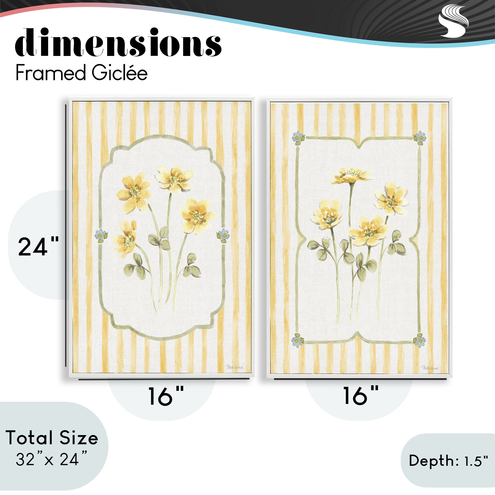Stupell Industries Sweet Honey Blooms 2 Piece White Framed Giclee Art Set, design by Beth Grove