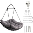thumbnail image 2 of UHOMEPRO Hammock Chair Swing, Comfy Hanging Rope Swing Chair with Waterproof Cushion, Cotton Swivel Hammock Chair Swing Seat with Anti-Slip Safety Rings for Yard Bedroom Patio Porch Outdoor, Gray, 2 of 9