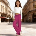 thumbnail image 2 of Weebloom Little Girls Wide Leg Pants Stretch Soft Casual Pants Elastic Waistband Playwear For Toddlers And Kids Trousers Pink 5-6 Years, 2 of 4