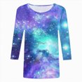 thumbnail image 4 of Towmus Womens Tops Cotton Women's Casual 3/4 Sleeve T-Shirts Round Neck Cute Tunic Tops Basic Tees Blouses Loose Fit Pullover Shirt, 4 of 4