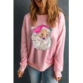 thumbnail image 3 of Women's Pink Christmas Claus Graphic Drop Shoulder Sweatshirt | [ZhiHiMeRi] | (US 20-22)2XL, 3 of 9