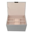 thumbnail image 1 of 4 Layers PU Leather Ear Stud Ring Storage Box Detachable Jewelry Organizer CaseGray, 1 of 14