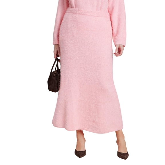 ELOQUII Women's Plus Size Fuzzy Maxi Sweater Skirt