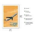 thumbnail image 2 of Boeing Super 727 Jet Airplane - United Airlines - Vintage Airline Travel Poster by C. Bail c.1969 - Fine Art Rolled Canvas Print 27in x 40in, 2 of 4