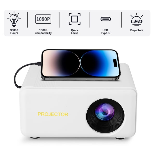 Nilvkv UK Standard 1080P Projector-Portable Home Bedroom Wall Projection Multi-Device Connectivity
