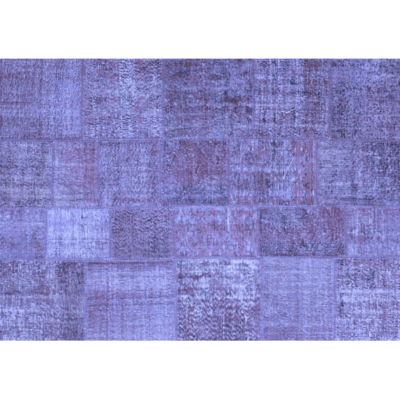 Ahgly Company Machine Washable Indoor Rectangle Patchwork Blue Transitional Area Rugs, 4' x 6'