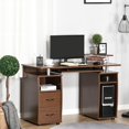 thumbnail image 1 of Bureau d'Ordinateur de Bureau, Table de Travail de Bureau avec Plateau pour Clavier, Brun Noyer, 1 of 8