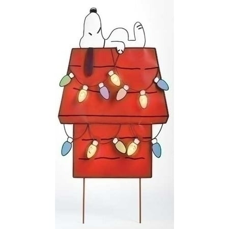 30.5" Lighted Peanuts Snoopy on Red Doghouse Outdoor ...
