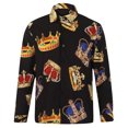 thumbnail image 1 of Camisa informal con cuello de solapa y estampado de corona para hombre Pompotops  oipoqjl26634, 1 of 9