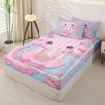 thumbnail image 2 of Homewish Cute Axolotl Zipper Full Size Comforter Sets with Fitted Sheet and 2 Pillowcases For Kids Girls,Pink Cherry Blossoms Zipper Bedding Set,Pink Reversible,4 Pieces, 2 of 7
