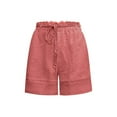 thumbnail image 3 of Aayomet Gym Shorts Womens High Waisted Leather Shorts with Pockets Wide Leg Shorts,Red XXL, 3 of 4
