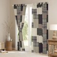 thumbnail image 3 of Feelyou Grey Buffalo Square Blackout Curtains Set of 2 (52x84 Each) for Men, Patchwork Checkered Window Curtains, Vintage Fashion Theme Curtains and Drapes, Living Room Curtains Decor, 3 of 6