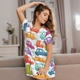 thumbnail image 3 of Kdxio Doodle Cars Pattern Womens Short Sleeve Sleepshirt Scoopneck Cute Nightdress Ruffle Comfy Nightgown, 3 of 6