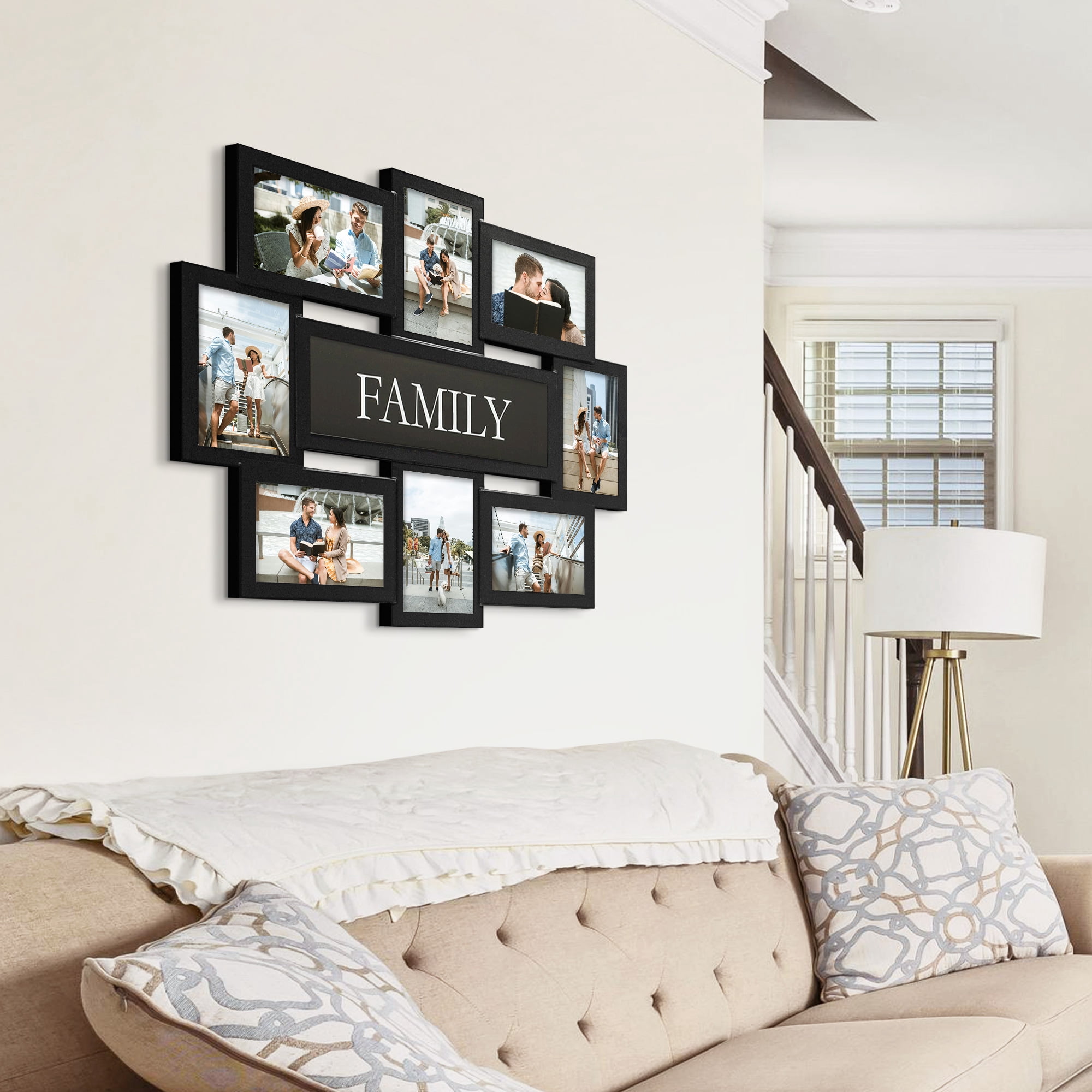8 Opening Family Picture Frame Gallery Collage Wall Hanging Photo Frame for 6" x 4" Photo Black
