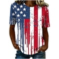 thumbnail image 5 of 4th of July Shirts for Women: American Flag Tee USA Red White Blue Top Patriotic Crew Neck T Shirt, 5 of 6
